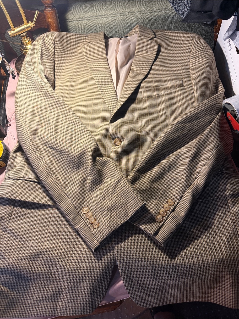 Macy's Brown Tan Glen Plaid Sport Coat
